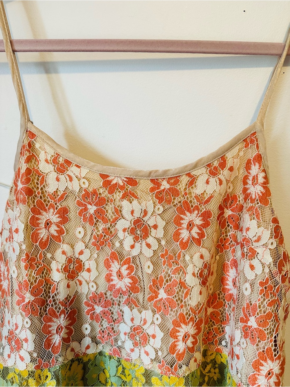 NEW Mystree Gabriella Color Block Multicolor Floral Lace Tiered Midi Dress L - Picture 4 of 12